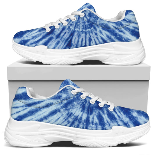 Blue Tie Dye Print White Chunky Shoes