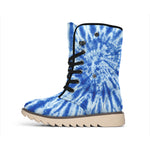 Blue Tie Dye Print Winter Boots