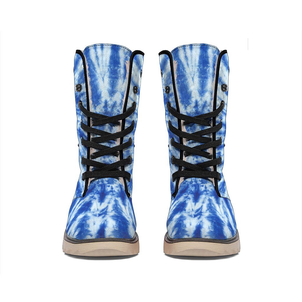 Blue Tie Dye Print Winter Boots