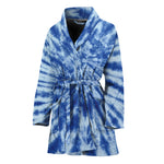 Blue Tie Dye Print Women's Bathrobe