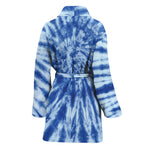 Blue Tie Dye Print Women's Bathrobe