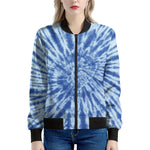 Blue Tie Dye Print Women's Bomber Jacket