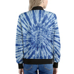 Blue Tie Dye Print Women's Bomber Jacket