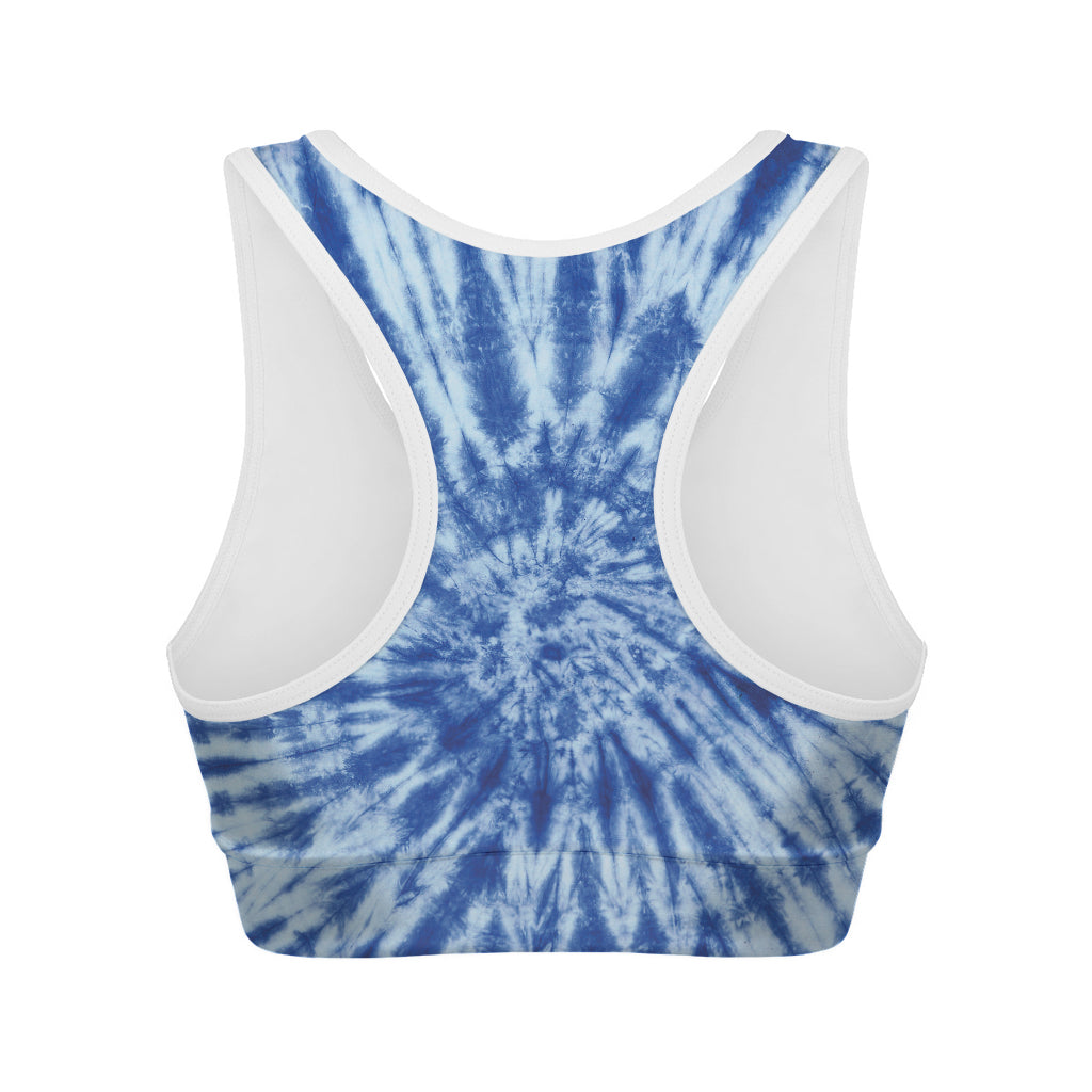 Blue Tie Dye Print Women's Sports Bra