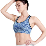 Blue Tie Dye Print Women's Sports Bra