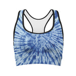 Blue Tie Dye Print Women's Sports Bra