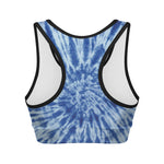 Blue Tie Dye Print Women's Sports Bra