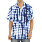 Blue Tie Dye Shibori Print Aloha Shirt