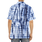 Blue Tie Dye Shibori Print Aloha Shirt