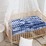 Blue Tie Dye Shibori Print Baby Crib Sheet