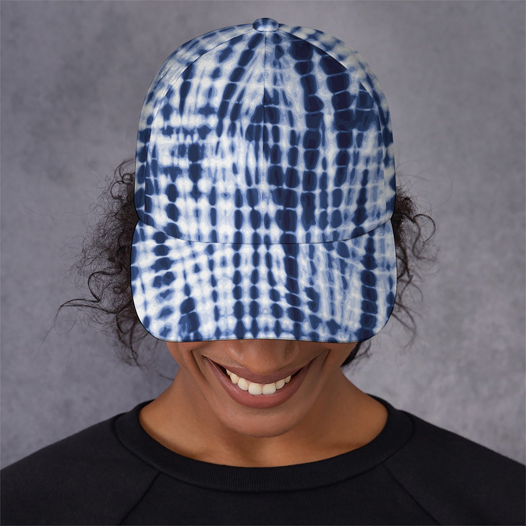 Blue Tie Dye Shibori Print Baseball Cap