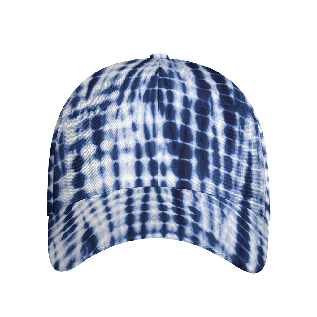 Blue Tie Dye Shibori Print Baseball Cap