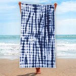 Blue Tie Dye Shibori Print Beach Towel