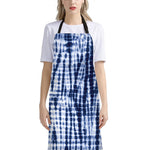 Blue Tie Dye Shibori Print Bib Apron With Pocket
