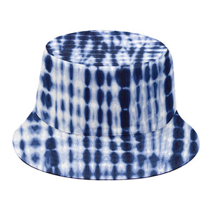 Blue Tie Dye Shibori Print Bucket Hat