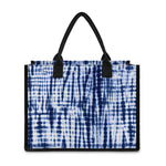 Blue Tie Dye Shibori Print Canvas Tote Bag