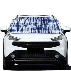 Blue Tie Dye Shibori Print Car Windshield Snow Cover