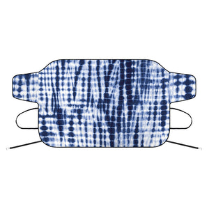 Blue Tie Dye Shibori Print Car Windshield Snow Cover