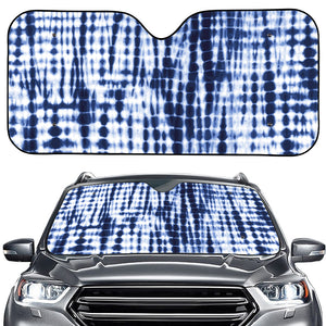 Blue Tie Dye Shibori Print Car Windshield Sun Shade