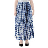 Blue Tie Dye Shibori Print Chiffon Maxi Skirt