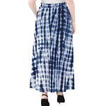 Blue Tie Dye Shibori Print Chiffon Maxi Skirt