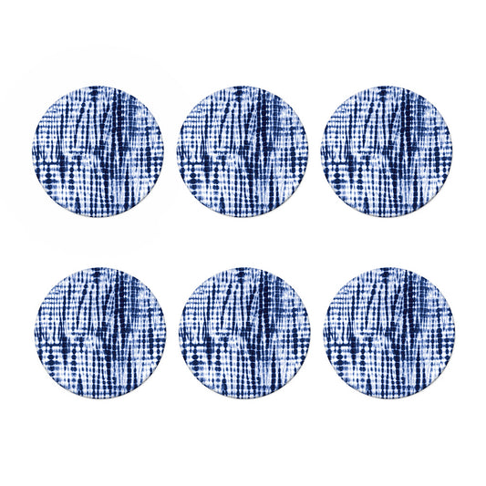 Blue Tie Dye Shibori Print Coaster Set