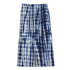 Blue Tie Dye Shibori Print Cotton Front Slit Maxi Skirt