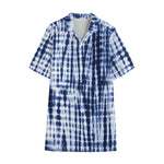 Blue Tie Dye Shibori Print Cotton Hawaiian Shirt