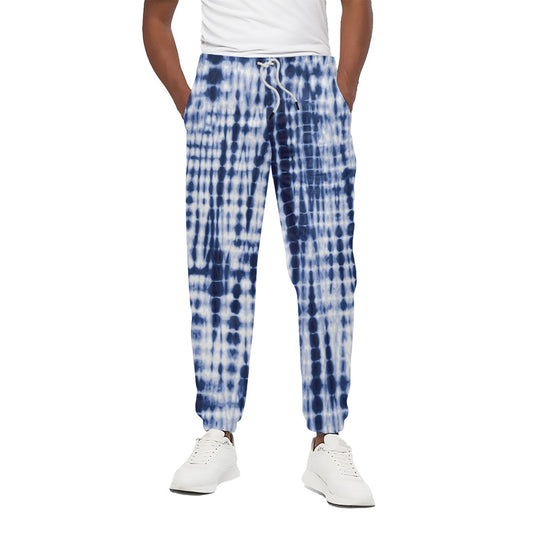 Blue Tie Dye Shibori Print Cotton Pants