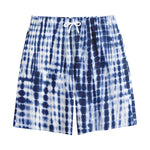 Blue Tie Dye Shibori Print Cotton Shorts