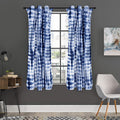 Blue Tie Dye Shibori Print Grommet Curtain Panels