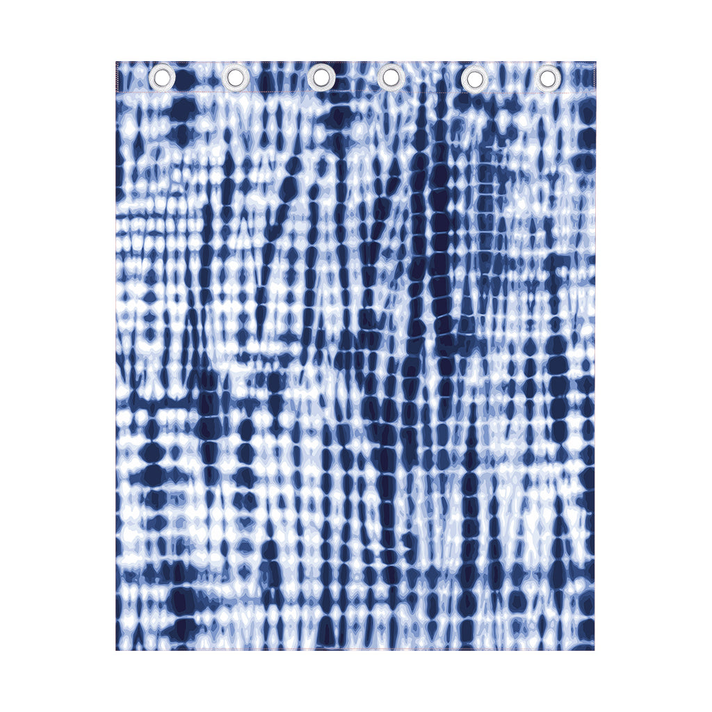 Blue Tie Dye Shibori Print Curtain