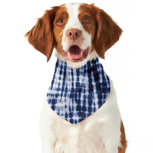 Blue Tie Dye Shibori Print Dog Bandana