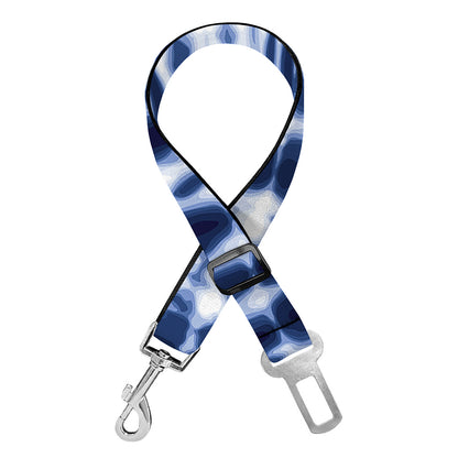 Blue Tie Dye Shibori Print Dog Seat Belt