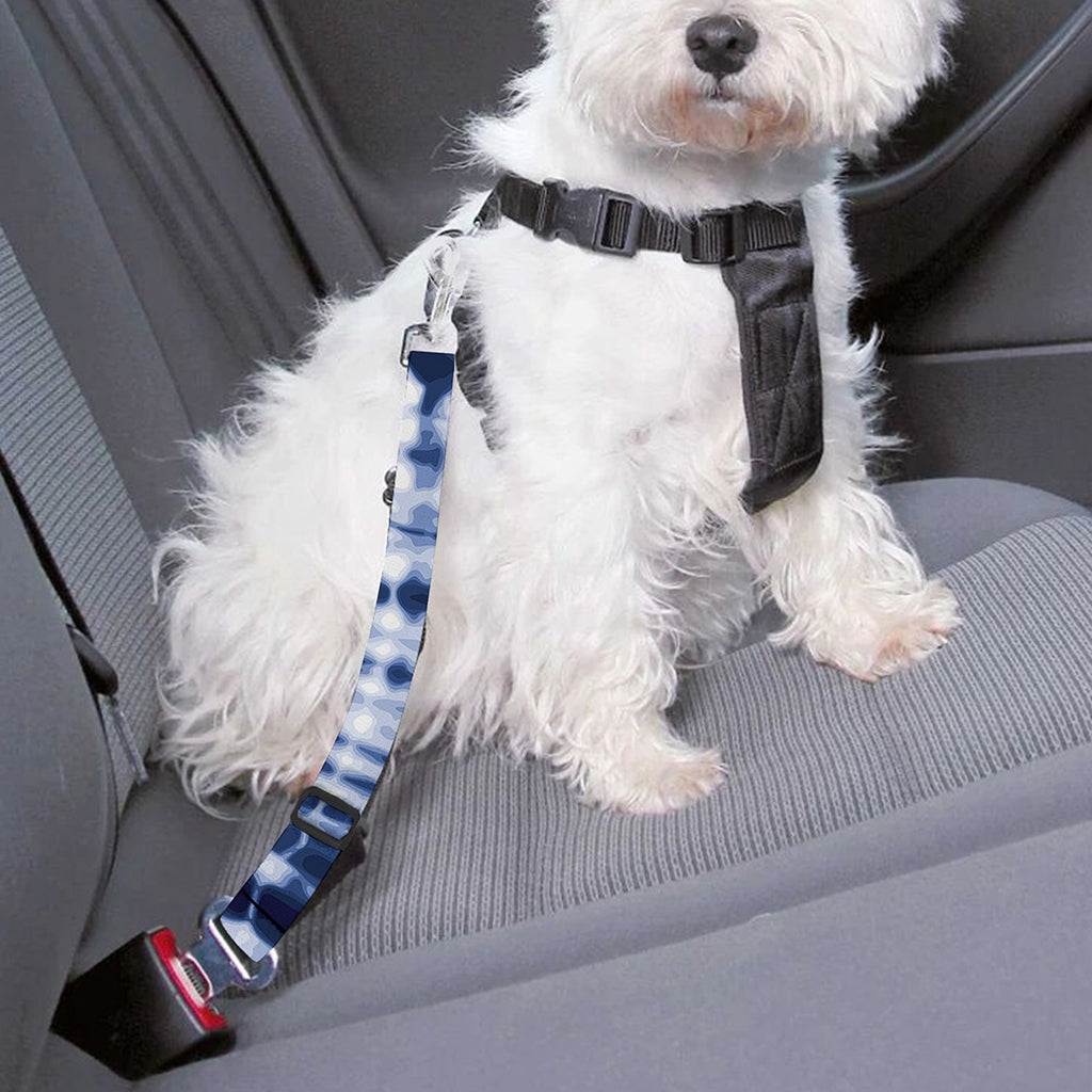 Blue Tie Dye Shibori Print Dog Seat Belt