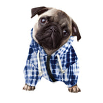 Blue Tie Dye Shibori Print Dog Zip Up Hoodie