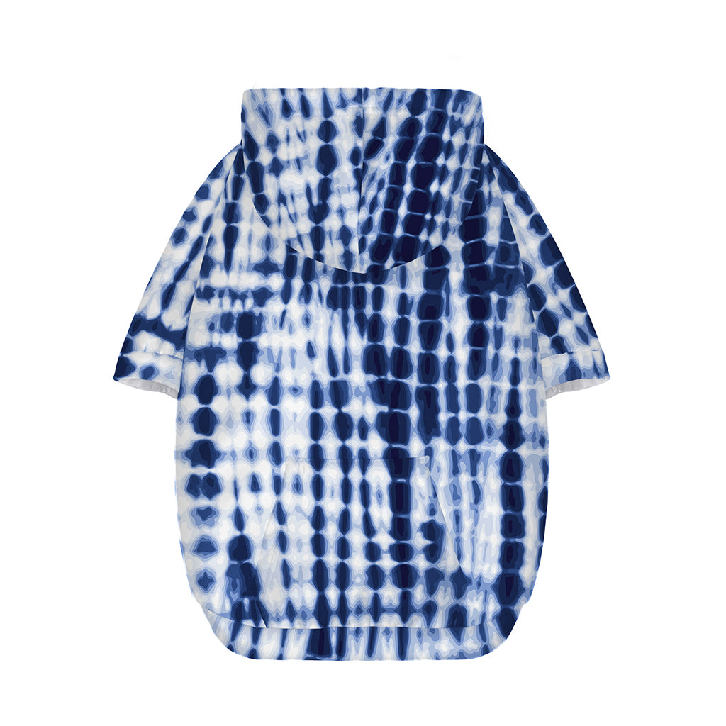 Blue Tie Dye Shibori Print Dog Zip Up Hoodie