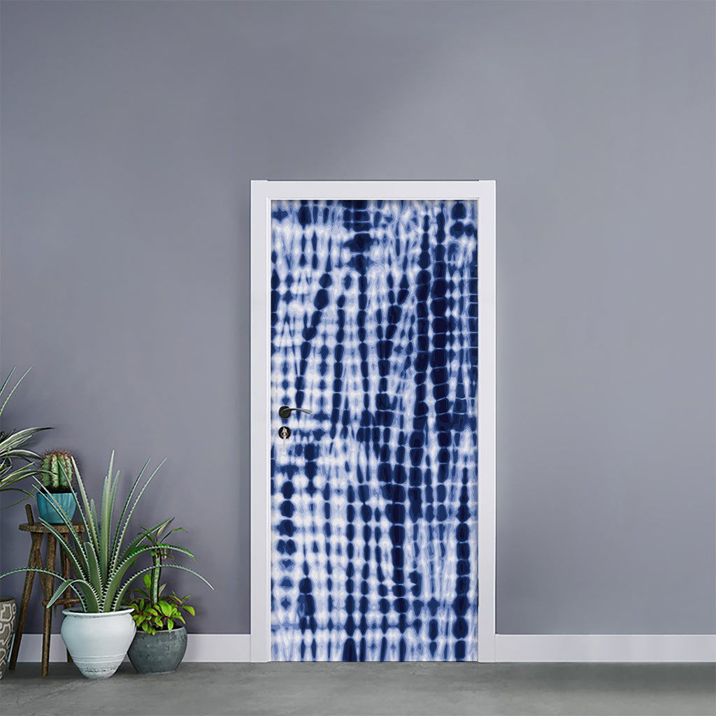 Blue Tie Dye Shibori Print Door Sticker