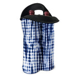 Blue Tie Dye Shibori Print Double Neoprene Wine Tote