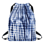 Blue Tie Dye Shibori Print Drawstring Backpack