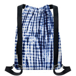 Blue Tie Dye Shibori Print Drawstring Backpack