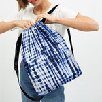 Blue Tie Dye Shibori Print Drawstring Backpack
