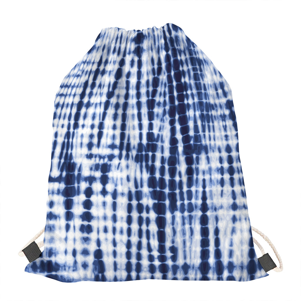 Blue Tie Dye Shibori Print Drawstring Bag