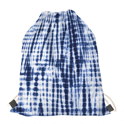 Blue Tie Dye Shibori Print Drawstring Bag