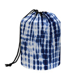 Blue Tie Dye Shibori Print Drawstring Makeup Bag