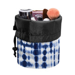 Blue Tie Dye Shibori Print Drawstring Makeup Bag