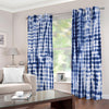 Blue Tie Dye Shibori Print Extra Wide Grommet Curtains