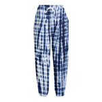 Blue Tie Dye Shibori Print Fleece Lined Knit Pants