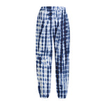 Blue Tie Dye Shibori Print Fleece Lined Knit Pants
