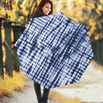 Blue Tie Dye Shibori Print Foldable Umbrella